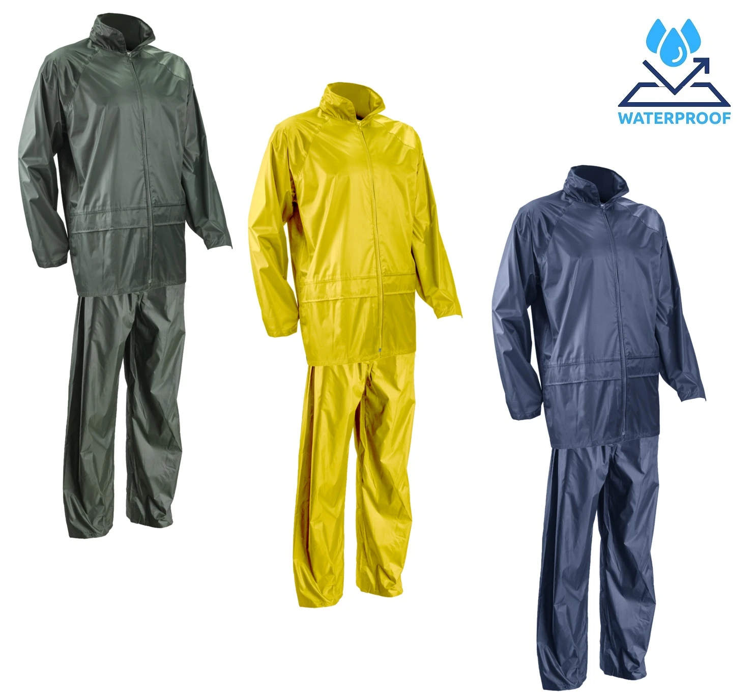 Costum impermeabil pentru ploaie si vant, Pluvio, verde, compus din jacheta si pantaloni talie, orificii de ventilatie, Coverguard