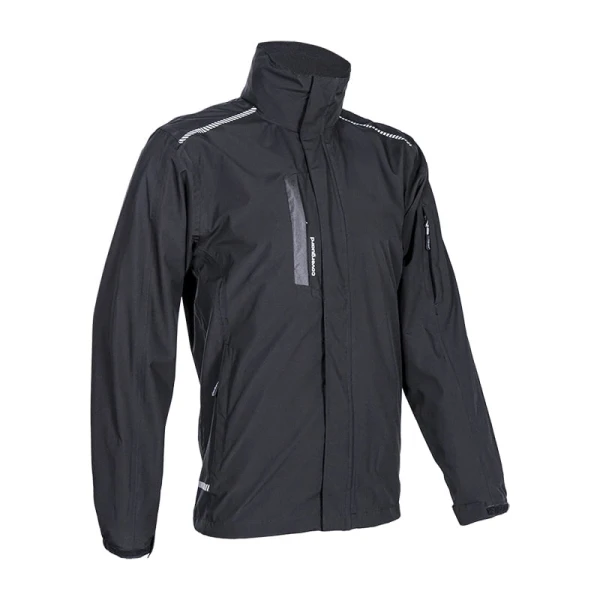 Jacheta impermeabila pentru ploaie si vant, Hotaru, neagra, elemente reflectorizante, impermeabilitate 8 000 mm, respirabilitate 5 000 g/m²/24h