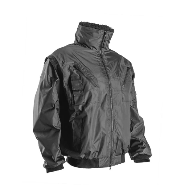 Geaca pentru iarnă 2 in 1, multifunctionala, Zefly, neagra, cu maneci, captuseala vestei si al gulerului  detașabile, buzunare multiple