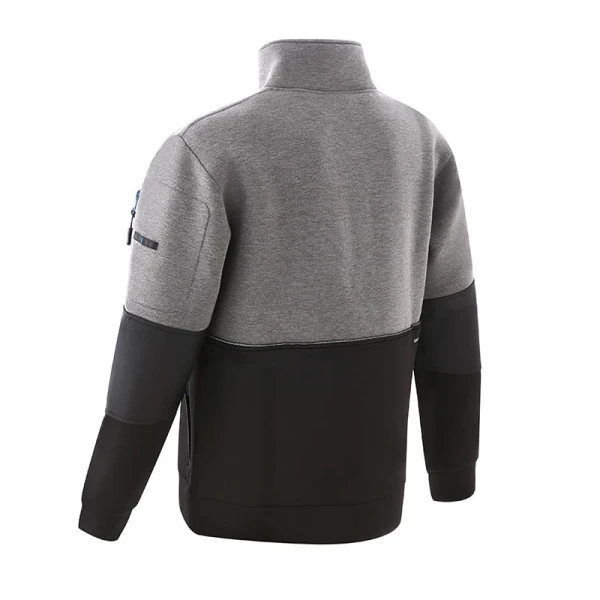 Pulover Kangaru pentru protectie termica, gri/negru, din material Air Space gros de 320 g/m², cu intaritura la coate, manseta elastica, 4 buzunare, elemente reflectorizante