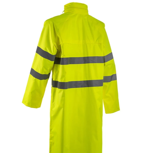 Pelerina lunga Hi-Viz, impermeabila, pentru ploaie si vant, Kawa, galben, cu benzi reflectorizante, lungime 120 cm, EN 20471:3, EN 343: 4.4