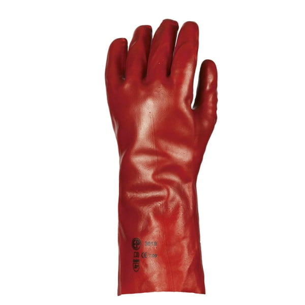 Manusi de protectie din PVC, EUROSTRONG 3620, roșu, lungime 36 cm, captuseala bumbac, pentru mediu umed si uloios, Coverguard