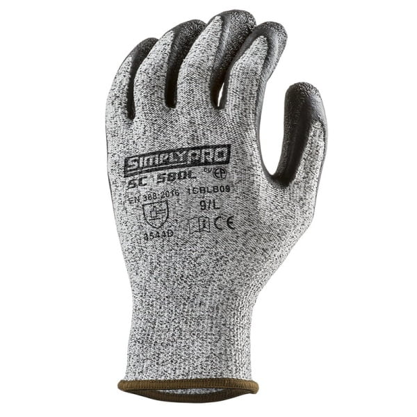 Manusi de protectie cu rezistenta la taiere D, EUROCUT SC580L, imersate in latex pe palma, rezistenta ridicata la abraziune si rupere, aderenta in mediu umed,Coverguard
