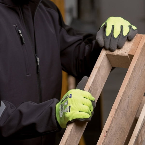 Manusi de protectie pentru iarna Hi-VIZ, EUROWINTER L20, galben-negru, imersie dubla in latex, impermeabile, flexibile, captusite, aderente in mediu umed/uscat