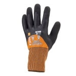 CG1CUXD00_Manusi de protectie Hi-VIZ, cu rezistenta la taiere D, Eurocut L400, negru-portocaliu, dubla imersie de latex, aderenta in mediu uscat, ud, uleios_dos_palma