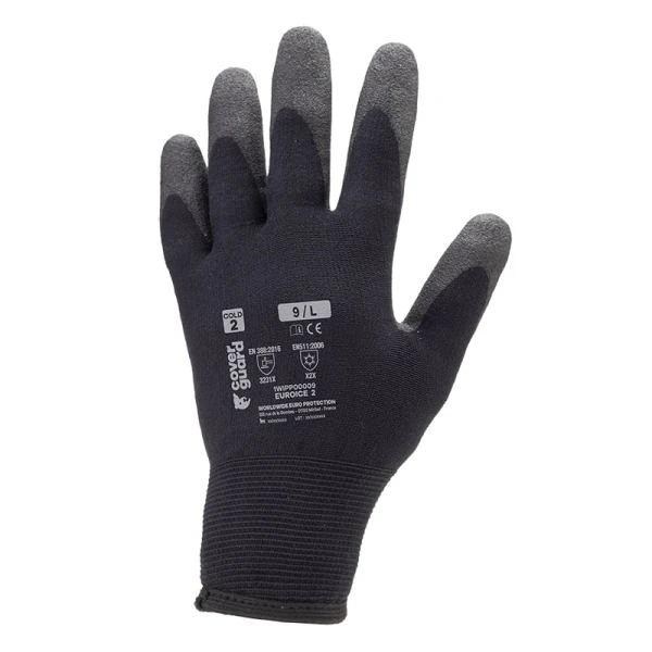 Mănuși de protectie pentru iarna, EUROICE 2, negre, imersate in PVC/HPT si captusite impotriva temperaturilor scazute, umezelii si riscurilor mecanice, Coverguard