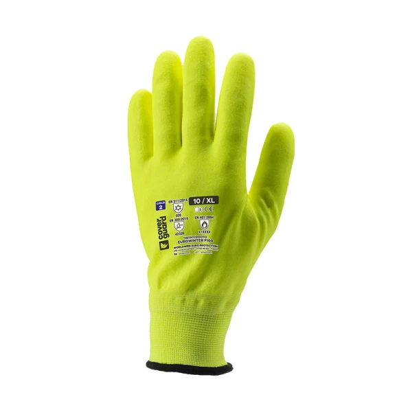 Manusi de protectie termica, EUROWINTER F100, imersate in spuma de nitril, galben Hi-Viz, impermeabile, aderente, protectie impotriva temperaturilor scazute si ridicate maxim 100°C