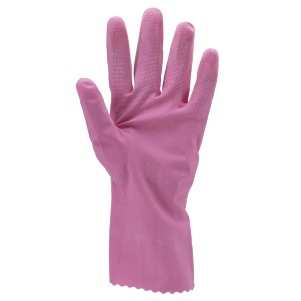 Manusi de menaj din latex roz, EURODIP 5020, lungime 30 cm, grosime 0,4mm, captusite cu bumbac, certificat Food Contact