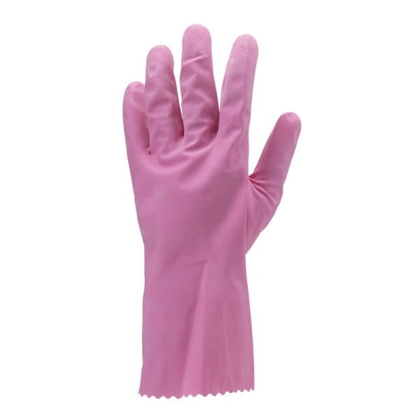 Manusi de menaj din latex roz, EURODIP 5020, lungime 30 cm, grosime 0,4mm, captusite cu bumbac, certificat Food Contact