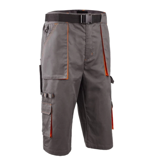 Paddock-Ii-Pantaloni-De-Lungimea-Bermudei-De-Culoare-Gri-P-CG5PAS150 Pantaloni de lucru, tip bermude, Paddock II, gri/portocaliu, sub genunchi, 60% bumbac, 40% poliester - 245g/m², curea integrata, Coverguard