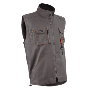 Vesta de lucru Paddock II, gri/protocaliu cu buzunare multiple, 60% bumbac, 40% poliester - 245/m², Coverguard