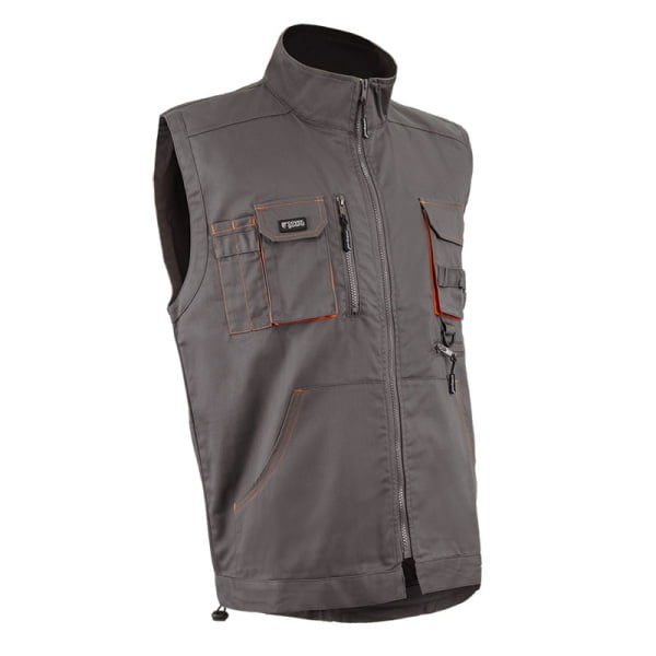 Vesta de lucru Paddock II, gri/protocaliu cu buzunare multiple, 60% bumbac, 40% poliester - 245/m², Coverguard