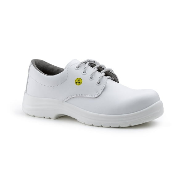 Pantofi de protectie usori, MOON, ESD, S2, SRC, cu bombeu compozit, albi, din microfibra cu rezistenta la lichide, Coverguard