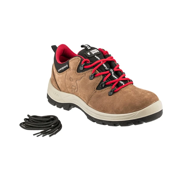 Pantofi ocupationali O2 FO SRC, TRAP II, din piele nubuc maro, fara bombeu, talpa rezistenta la hidrocarburi, calcai bine definit, model trekking, Coverguard
