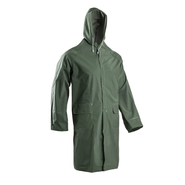 Pelerina de ploaie, PVC verde, impermeabila, protectie impotriva ploii si vantului, imersie dubla in PVC, gluga fixa, Coverguard