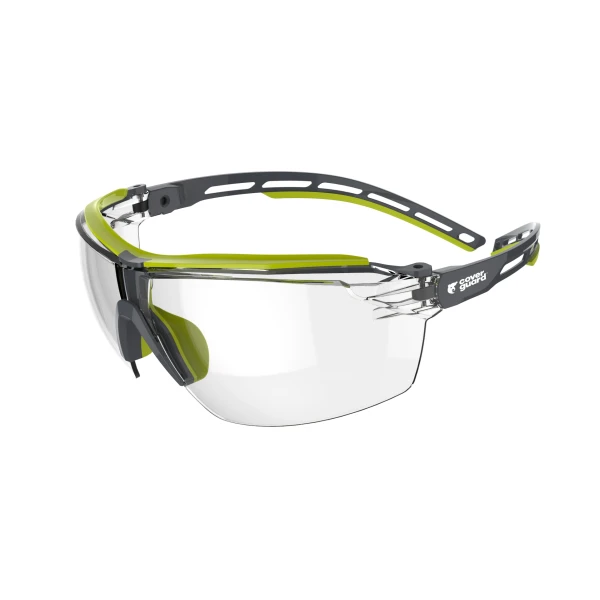 Ochelari protectie TIGER HIGH, lentile transparente, tratate anti-zgâriere (K), anti-aburire (N), protectie UV, brate flexibile, reglabile Ochelari protectie TIGER HIGH, lentile transparente, tratate anti-zgâriere (K), anti-aburire (N), filtru UV, brate Airflex flexibile, reglabile