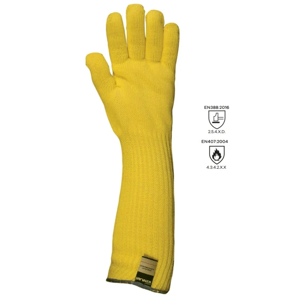 gan4659_Manusi de protectie KEVLAR, galbene, tricotate, 45 cm, rezistente la taiere D si termic pana la 350°C, marime unica 10 Manusi de protectie KEVLAR, galbene, tricotate, 45 cm, rezistente la taiere D si termic pana la 350°C, marime unica 10