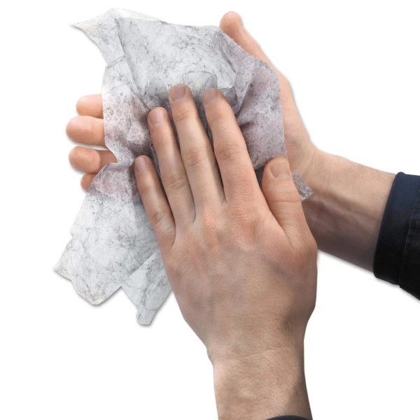 Lavete umede abrazive GOJO® Scrubbing Wipes, pentru curatarea mainilor si suprafetelor acoperite cu vaselina, ulei, vopsea, silicon si murdarie dificila, galetusa cu 70 de lavete impregnate, dimensiune laveta  300 x 250mm