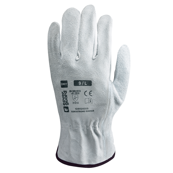 Manusi de protectie din piele integrala de bivol, EUROSTRONG 1DRI124, gri, dosul palmei din piele spalt, flexibilitate, dexteritate si aderenta, Coverguard