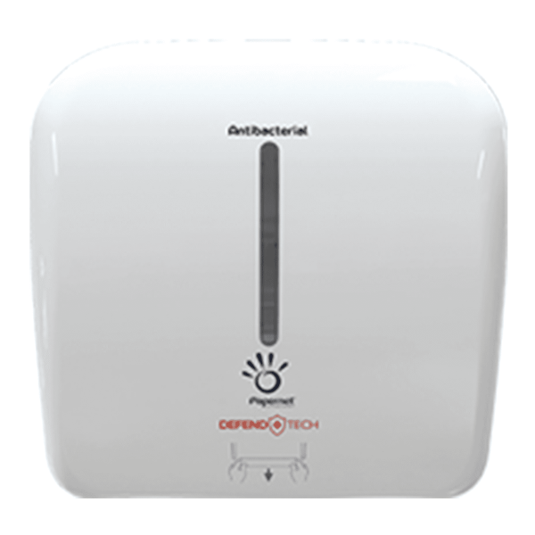Dispenser Antibacterial DEFEND TECH, Papernet 419271, pentru prosoape de hartie autocut, alb, dimensiuni 33.3 x 22.6 x 32.1 cm