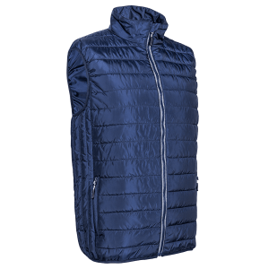 Vesta captusita  KABA,  din material 100%  poliester, bleumarin, protecție impotriva frigului și vântului, bandă reflectorizantă la fermoar