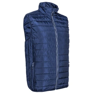 Vesta captusita  KABA,  din material 100%  poliester, bleumarin, protecție impotriva frigului și vântului, bandă reflectorizantă la fermoar