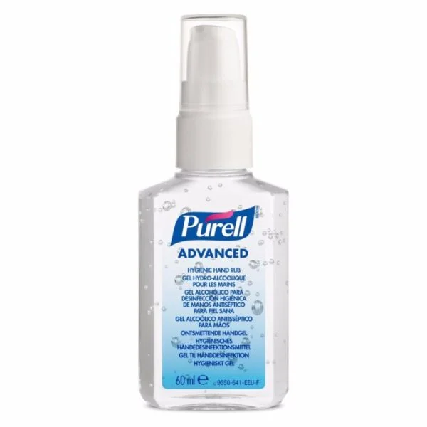 Gel pentru dezinfectarea igienică a mâinilor PURELL Advanced, flacon portabil cu pompiță 60mL