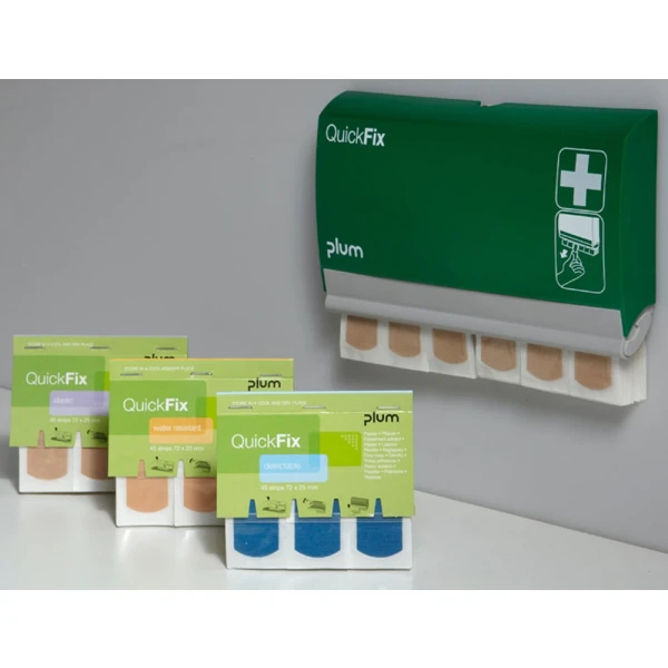 Plasturi cu insertie metalica, Plum Quickfix detectibili, albastri, pentru industria alimentara, 45 buc /set