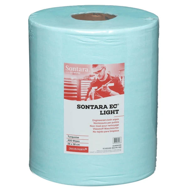 lavete-industriale-sontara-ec-light-400-portii-D14092335 Rola lavete industriale pentru degresare Sontara EC® Light, dim. laveta 26 x 38 cm, 400 lavete / rola, turcoaz, pentru stergeri fara scame, rezistente la solventi puternici, material netesut, D14092335