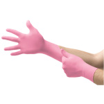 Manusi-din-nitril,-roz,-nepudrate,-lungime-240-mm,-grosime-0.08mm-palma–0.12mm-degete,-degete-texturate,-100-manusi–cutie-Ansell-MICRO-TOUCH-NITRAFREE-