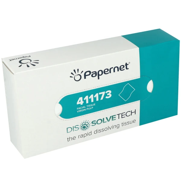 Servetele faciale dizolvabile in apa, Dissolve Tech, Papernet 411173, albe, 2 straturi, 100 servetele / cutie