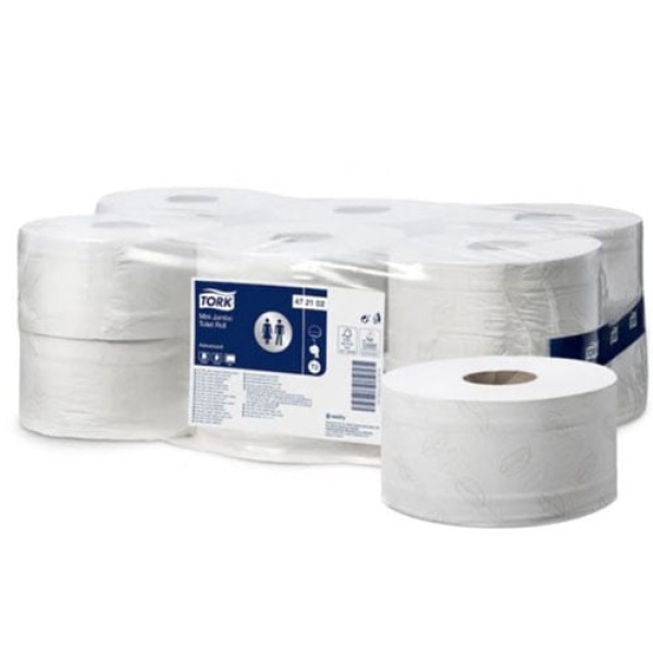 tork_hartie_mini_jumbo_472102 Hartie igienica mini jumbo Advanced Tork T2 472102/120231, 2 straturi, 180 metri, 100% reciclata