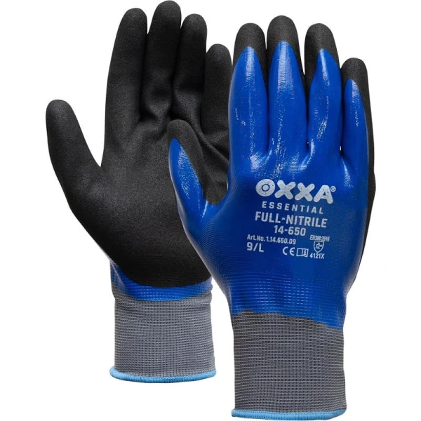 Manusi OXXA Full-Nitrile 14-650, imersie completa nitril, nitril poros pe palma, marimi 8-11