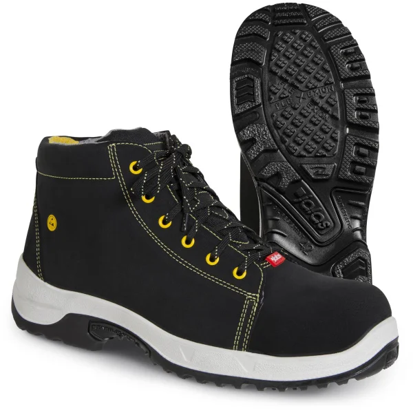 Bocanci până la gleznă din şpalt,  încălţăminte de protecţie bombeu aluminiu jalas street 3055 fiftyfive, protecție s3,src, mărimi 36 – 47, culoare negru,gri,galben