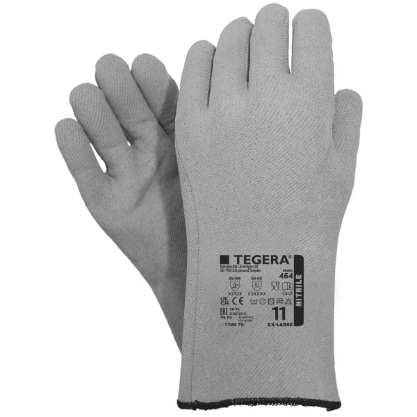 464.jpg Mănuşi de protecţie la căldură pentru manipulări grele tegera 464 , grad protectie cat. ii, marimi 9 – 11, culoare gri