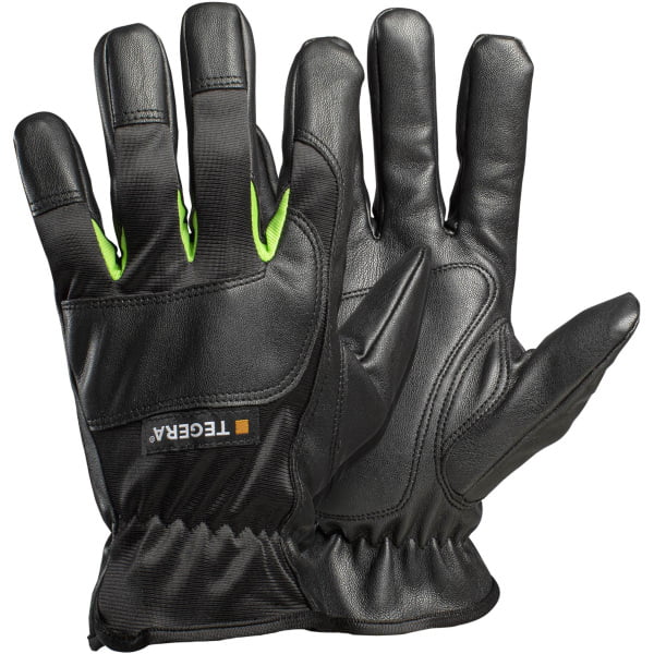 516.jpg Mănuși de asamblare pentru manipulări medii tegera 516 , din poliester, grad protectie cat. ii, marimi 6 – 12, culoare negru,verde