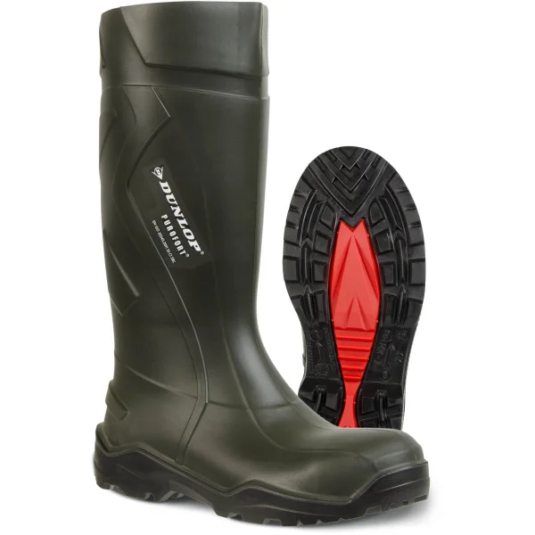 Bocanci din pu,  încălţăminte de protecţie bombeu otel dunlop 762933 purofort+, protecție s5,ci,src, mărimi 36 – 50, culoare verde,negru