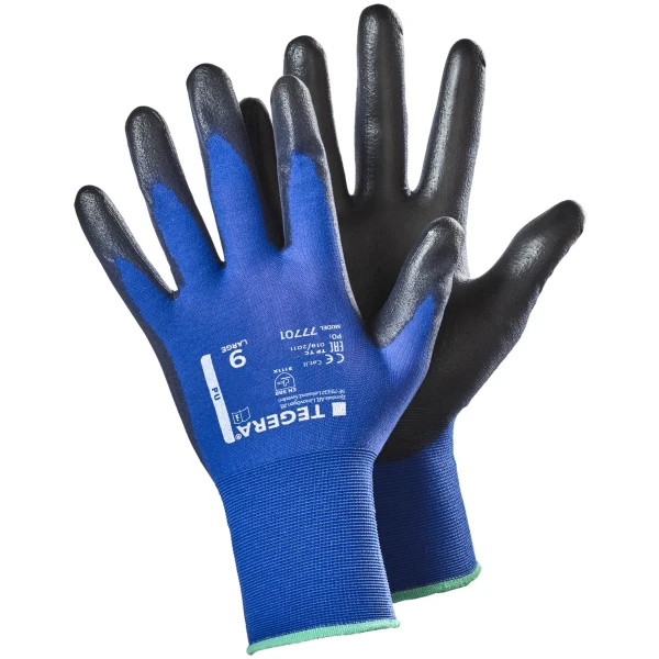 77701.jpg Mănuși pentru lucrări de precizie pentru manipulări ușoare tegera 77701 , grad protectie cat. ii, marimi 5 – 11, culoare albastru,negru