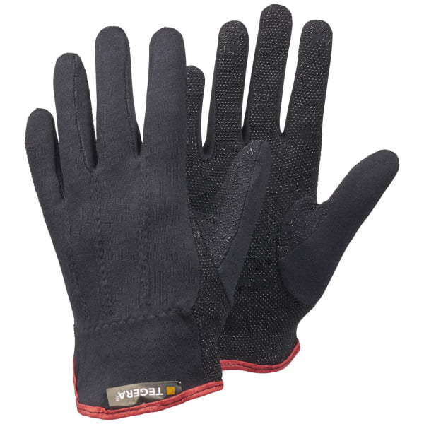 Mănuși din material textil pentru manipulări ușoare tegera 8125 , din polibumbac, grad protectie cat. i, marimi 6 – 11, culoare negru