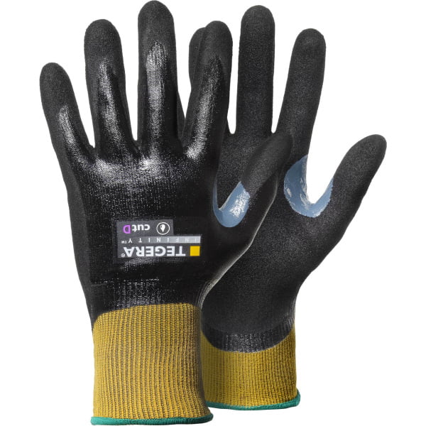 Mănuşi rezistente la tăiere pentru manipulări medii tegera infinity 8812 , grad protectie cat. ii, marimi 6 – 11, culoare negru,galben
