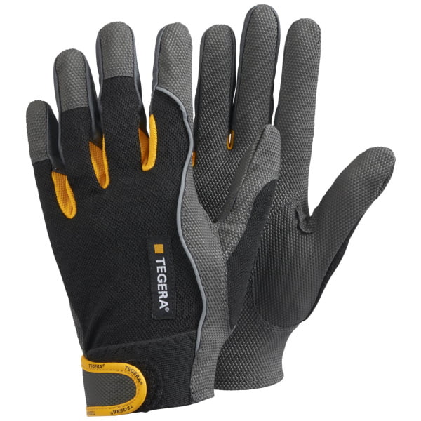 9120.jpg Mănuși de asamblare pentru manipulări medii tegera pro 9120 , din nailon, grad protectie cat. ii, marimi 6 – 11, culoare negru,gri,galben