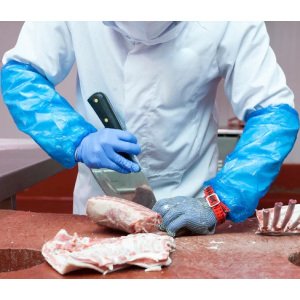 DELISTAT - Manecute  din PE (polietilena), OXXA, albastre, de unică folosinta pentru protectia bratelor, 20 microni, 100 buc/pachet, 20 pachete /bax