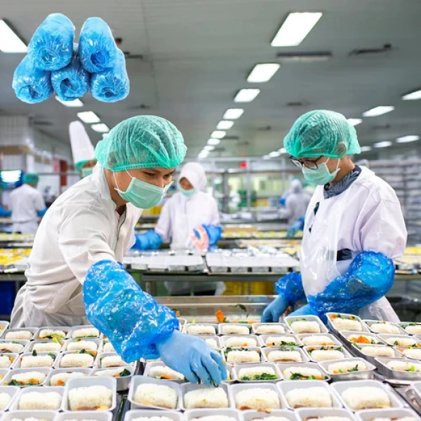 Manecute  din PE (polietilena), OXXA®, albastre, de unică folosinta,  pentru protectia bratelor, 100 buc/pachet, 40 pachete /bax