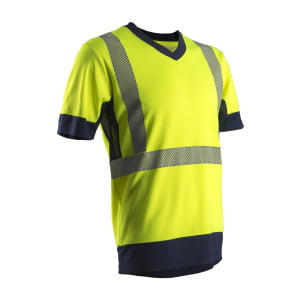 Tricou de lucru  Hi-Viz, cu maneca scurta, galben/bleumarin, KOMO, Coverguard, 50% bumbac , 50% poliester