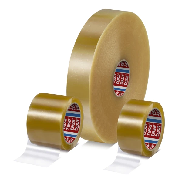 Banda  de ambalare tesa® BIO & Rezistent, transparenta,  latime 50 de mm, lungime 66 de metri, cu certificare  DIN-CERTCO și TÜV AUSTRIA