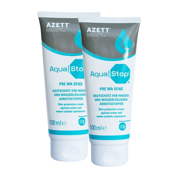 Cremă de protecție înainte de lucru AZETT AQUA | STOP, pentru mâinile care intră în contact cu soluții pe bază de apă,  100ml