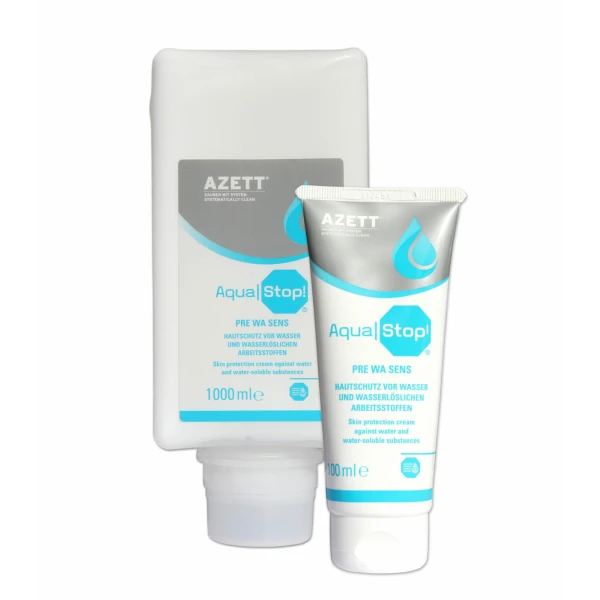 Cremă de protecție înainte de lucru AZETT AQUA, STOP, pentru mâinile care intră în contact cu soluții pe bază de apă, rezerva 1000ml, pentru dispenserul GJ4500