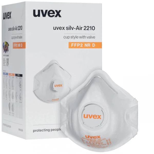 Masca de protectie cu supapa, UVEX silv-Air, FFP2 NR D, in forma de cupa, 15 buc/ cutie