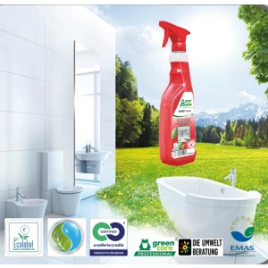 Detergent ecologic SANET Spray, Green Care, gata de utilizare, pentru spatii sanitare, bai si toalete 750ml, certificat Ecolabel, Cradle-to-Cradle, Biodegradabil complet