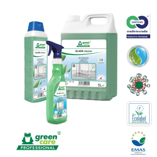 Detergent ecologic, concentrat, GLASS cleaner, Green Care, pentru sticla si oglinzi, 5l, certificat Ecolabel, Cradle-to-Cradle, Complet Biodegradabil